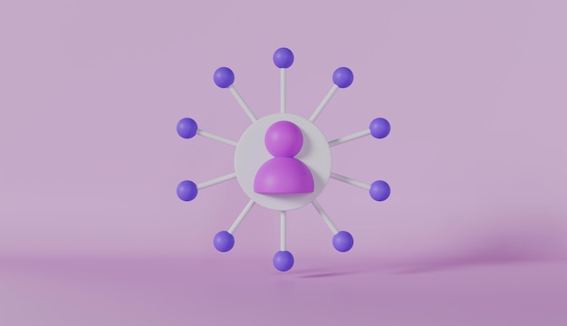 Photo abstract 3d illustration of a bubble with a network of molecules and atoms in blue