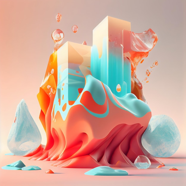 Abstract 3d illustration of the city in the style of minimalism