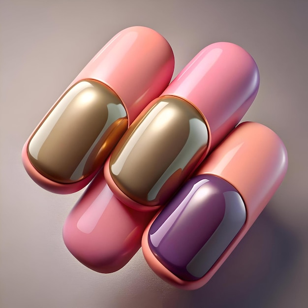 Photo abstract 3d illustration of colorful glossy capsules perfect for modern minimalist designs