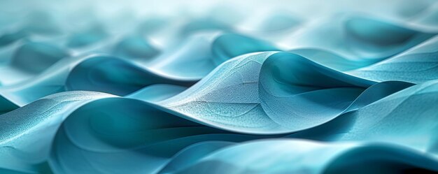 Abstract 3D illustration of curved paper in shades of blue and green