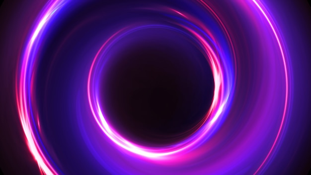 Abstract 3d illustration neon background. luminous swirling. Glowing spiral cover. Black elegant. Halo around. Power isolated. Sparks particle.Space tunnel. LED color ellipse. Glint glitter