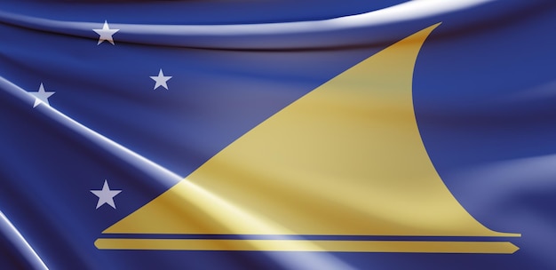 abstract 3d illustration of tokelau flag on wavy fabric