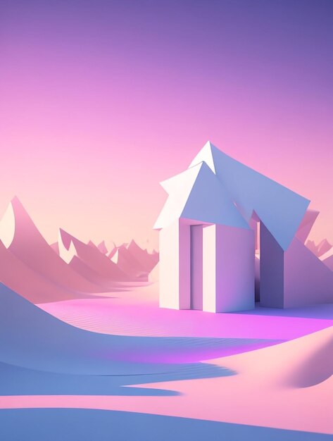 Abstract 3D Landscape Minimal Data Building