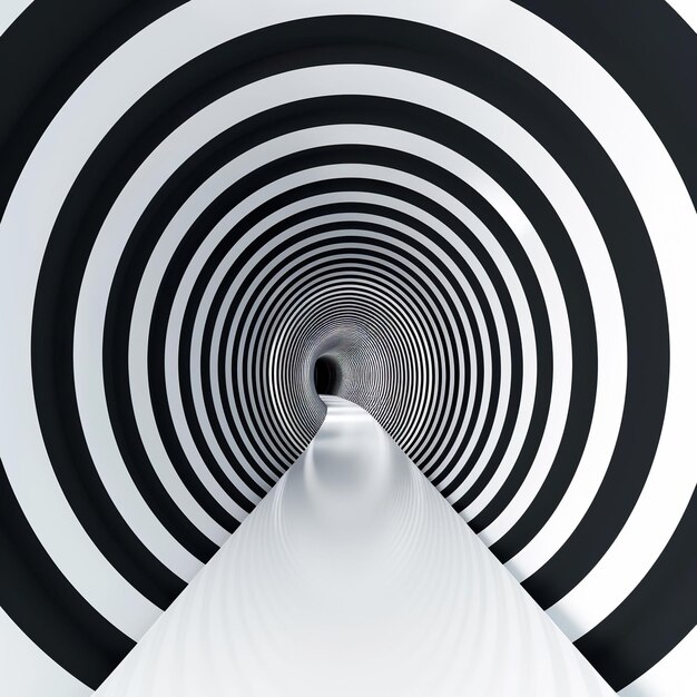 Photo abstract 3d modern tunnel with black and white stripes