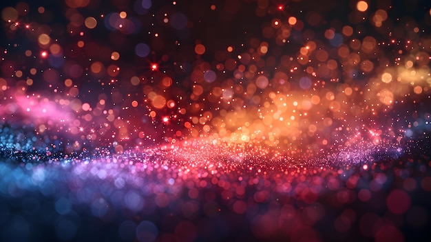 Abstract 3D Music Visualizer with Colorful Particles and Bokeh Lights