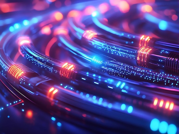 Abstract 3D Neon Cables Background