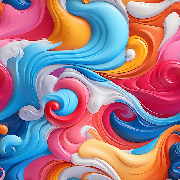 abstract 3d paper art of colorful waves and bubbles generative ai