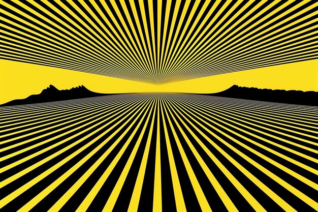 Photo abstract 3d perspective road with black and yellow lines to the horizon sky