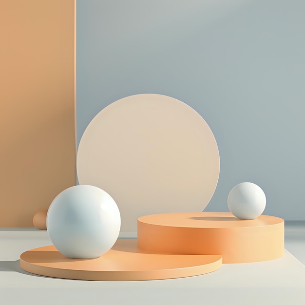 Abstract 3D Podium with White Sphere