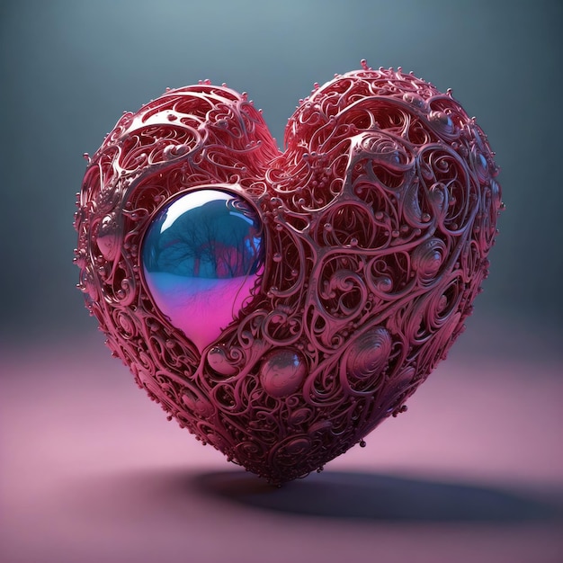 abstract 3d red heart shape