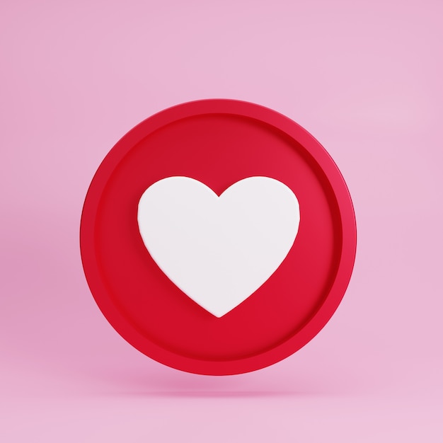 Abstract 3d red love button label on pink background