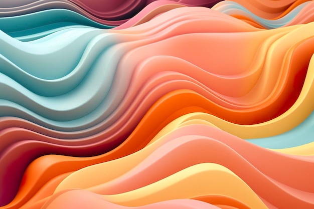 Abstract 3D Render Colorful Background Design with Soft Wavy Waves Modern Abstract Wave Background AI Generative