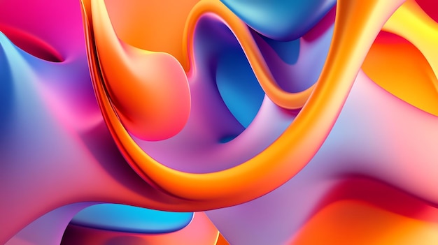 Abstract 3D render of colorful fluid shapes