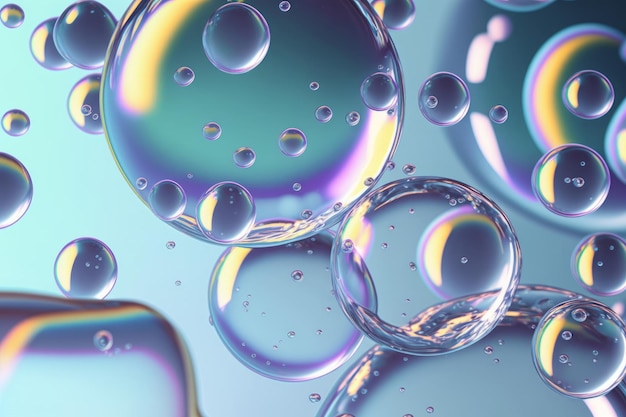 An abstract 3D render featuring translucent soap bubbles and glass balls perfect as a decorative wallpaper