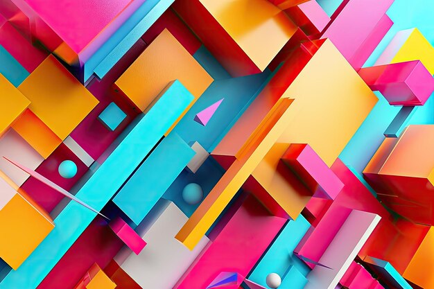 Abstract 3d render geometric composition colorful background design