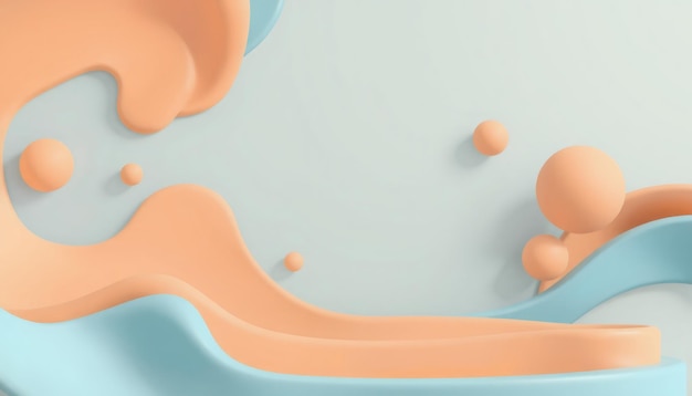 Abstract 3D Render of Orange and Blue Shapes