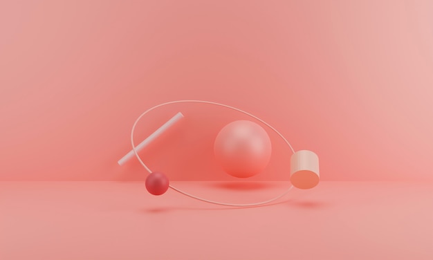 Abstract 3d render, pink minimalistic background