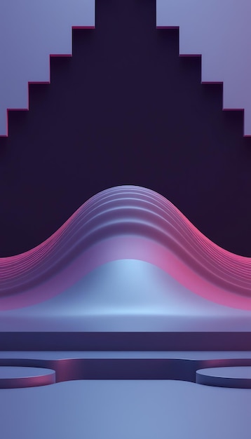 Photo abstract 3d render of a purple and pink geometric platform