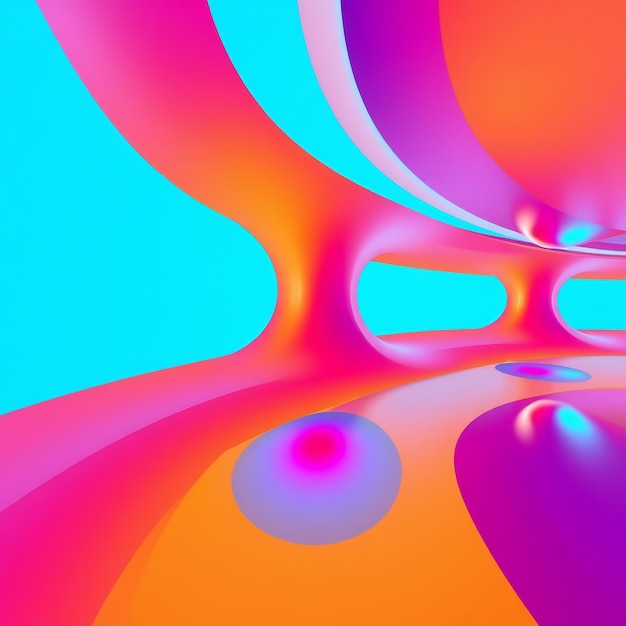 Photo abstract 3d render of vibrant colorful geometric shapes