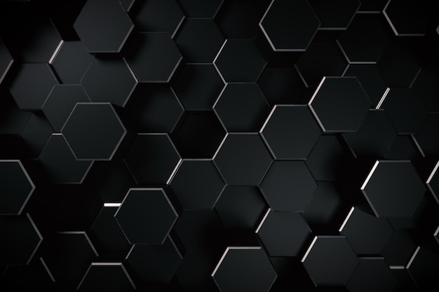 abstract 3d rendered black hexagon background