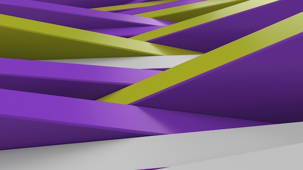 Abstract 3d rendering background made of randomly rotated rectangles with different colors on its side