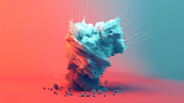 Photo abstract 3d rendering of a colorful liquid explosion