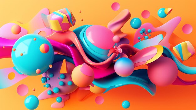 Photo abstract 3d rendering of colorful shapes and textures