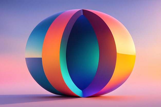 Abstract 3D rendering of a colorful sphere with a hole in the middle on a gradient background Minimalist and modern design for tech innovation and science