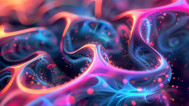 Abstract 3D rendering of colorful swirling shapes and lines