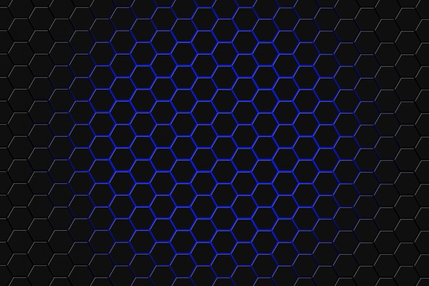 Abstract 3d rendering of futuristic surface with hexagons background.