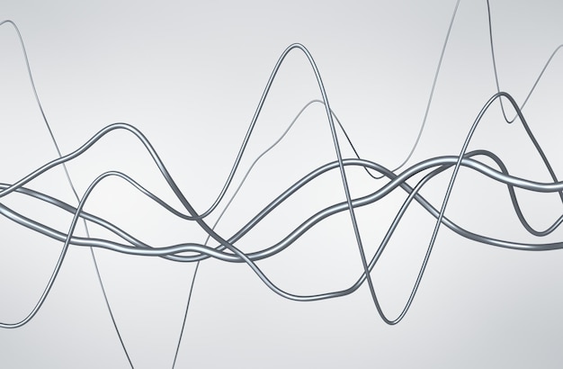 Abstract 3D Rendering of Glossy Wavy Lines