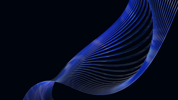 Abstract 3d rendering of glossy wavy tube lines background, minimal dynamic shape