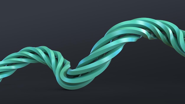 Abstract 3d rendering of glossy wavy tube lines background, minimal dynamic shape