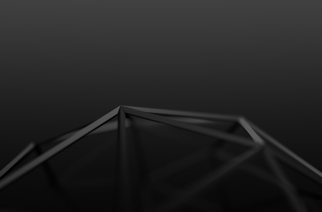 Abstract 3D Rendering of Low Poly Black Shape