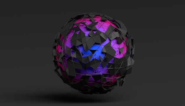 Abstract 3D Rendering of Polygonal Sphere