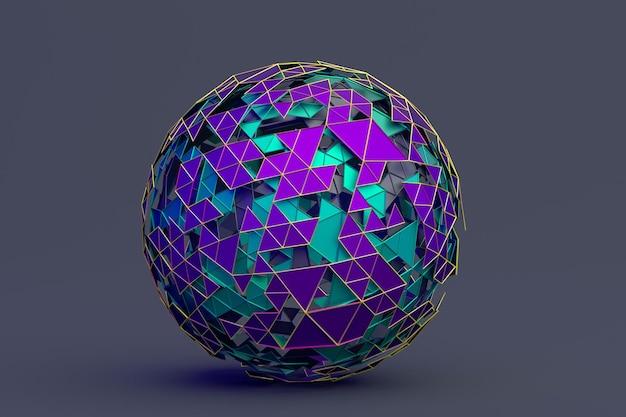 Abstract 3D Rendering of Polygonal Sphere