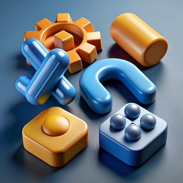 Abstract 3D shapes in blue and orange perfect for modern designs social media and tech concepts