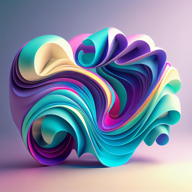 Abstract 3d swirling curvy wavy art element