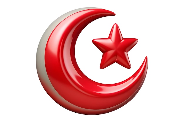 Photo abstract 3d turkish crescent and star art with glossy effects for 29 ekim celebration pan across ra