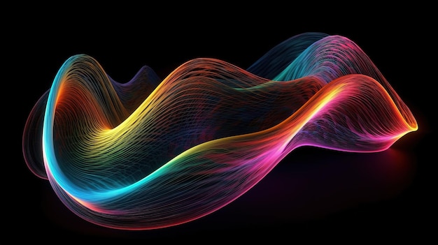 Abstract 3D Wave in Neon Holographic Motion Generative AI