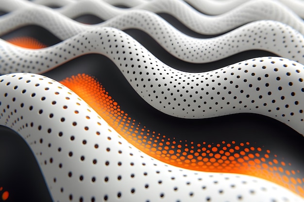 Photo abstract 3d wave patterns with white and orange dotted textures for modern design