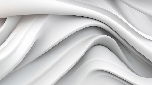 Abstract 3D White and Wavy Satin Background