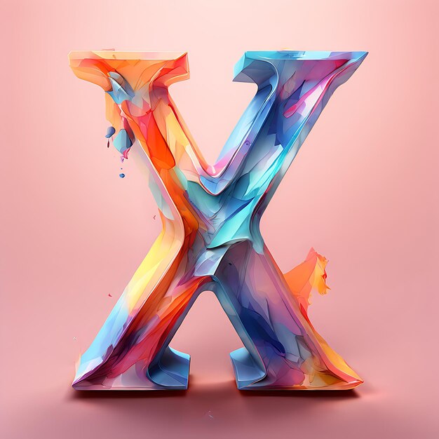 Photo abstract 3d x letter with vibrant colors