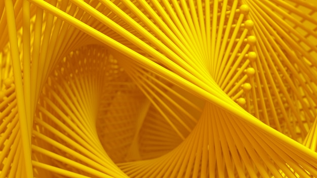 Abstract 3d yellow background with stepped wireframe construction