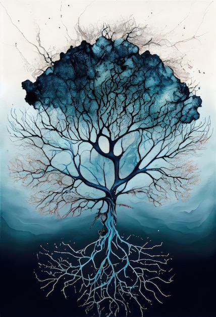 Abstract alcohol ink tree