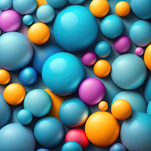 Abstract amazing background from colorful blue balls of different shapes