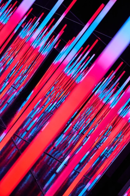 Abstract angled neon lights of blue and red