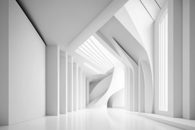 Abstract architecture Modern white interior design