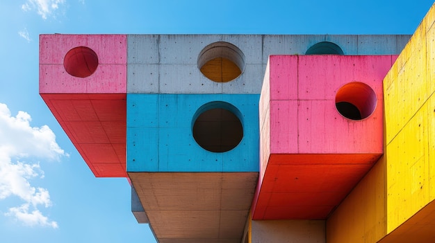 Abstract Architecture with Colorful Concrete Blocks