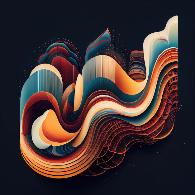 Abstract art of 3d curved lines background forming surreal shape made with Generative AI